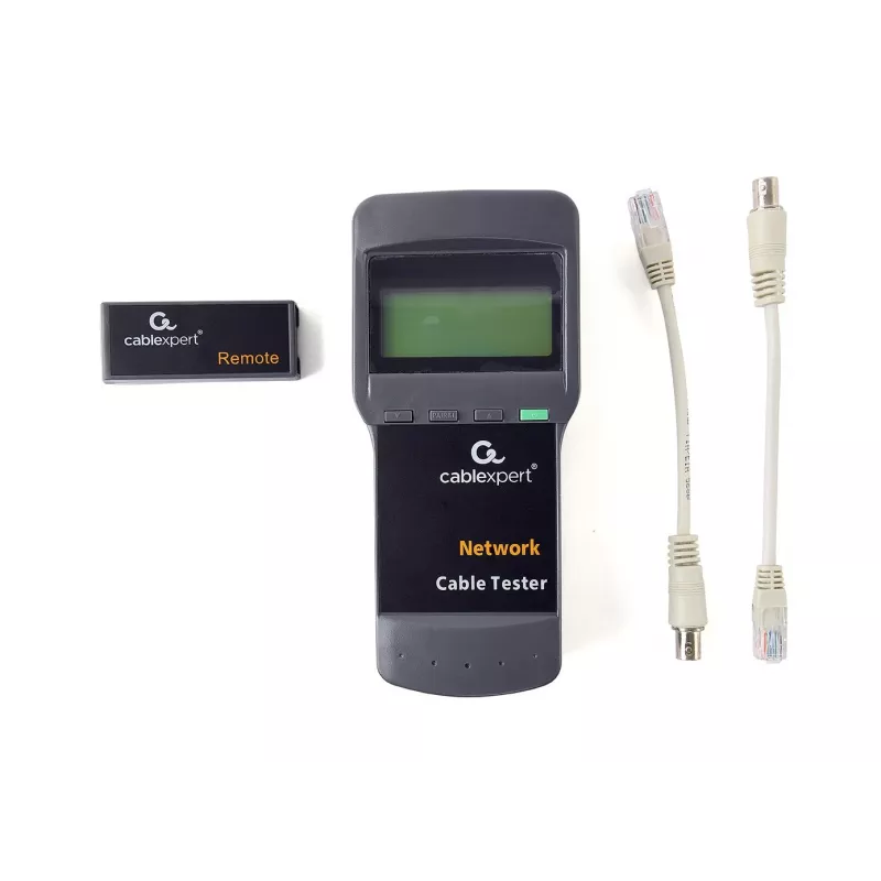 Sieťový tester káblov GEMBIRD NCT-31 — tester kontinuity s LCD, podpora RJ-11/RJ-12/RJ-45, čierny