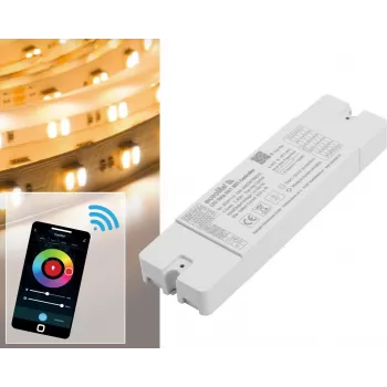 Kontrolér k LED pásu EUROLITE 50531113 WiFi 5in1 – viackanálový Wi-Fi kontrolér pre RGB/RGBW/monochromatické LED pásy
