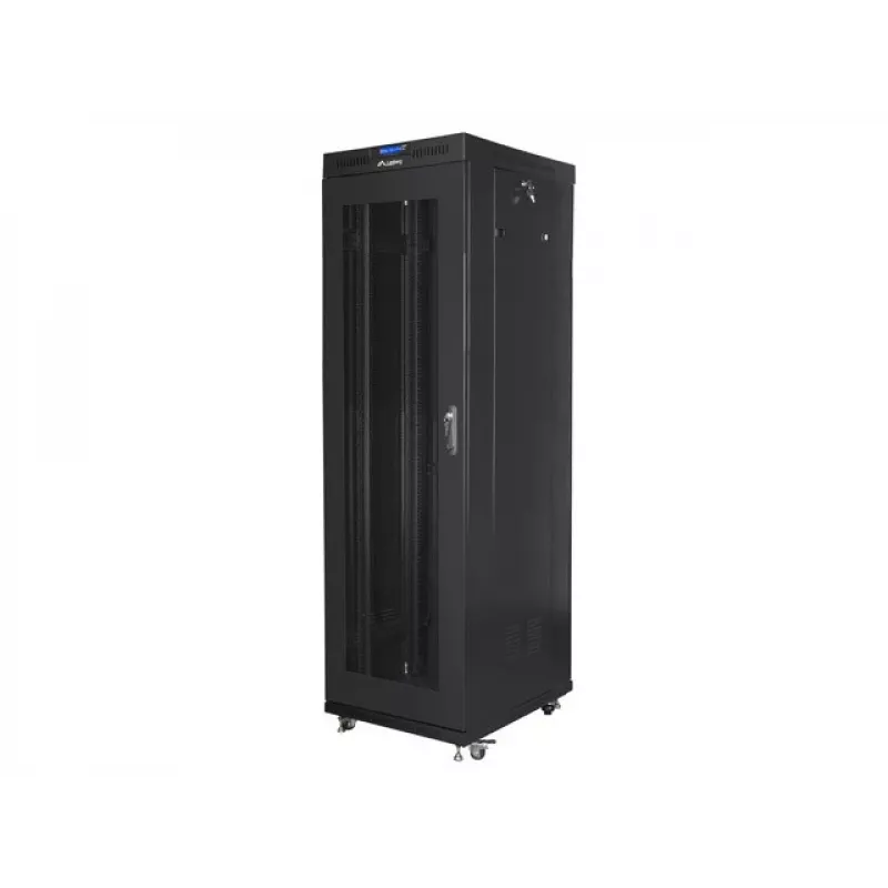 Lanberg FF01-6842-23BL 19" voľne stojaca rack skriňa 42U 600x800x2127,5 mm, sieťové dvere, LCD, 4 ventilátory, flat pack, 800 kg, IP20, zámok, kolieska, čierna