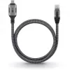 Ethernetový kábel USB-C 3.2 Gen2 konektor samec > RJ-45 konektor samec, LAN adaptér čierny/strieborný, 2 metre, pletený textilný plášť