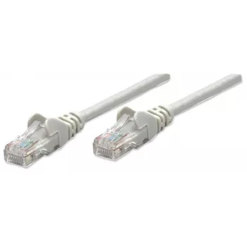 Intellinet sieťový patch kábel, Cat5e, 1 m, sivý, CCA, U/UTP, PVC, RJ45, pozlátené kontakty, Snagless, Booted, doživotná záruka