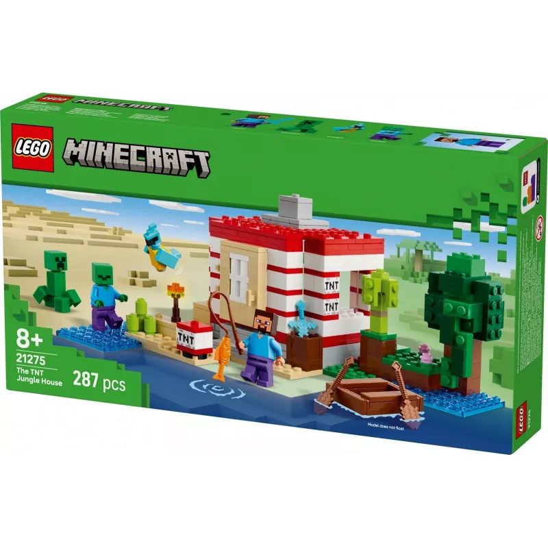 LEGO Minecraft sada 21275 TNT dom v džungli stavebná hračka, 287 dielov, 2 minifigúrky, od 8 rokov