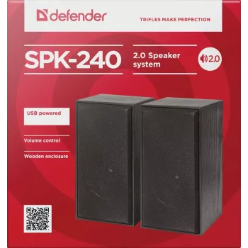 DEFENDER SPK-240 káblové stolové reproduktory, 2.0, 6 W RMS, USB napájanie, 3,5 mm, čierne