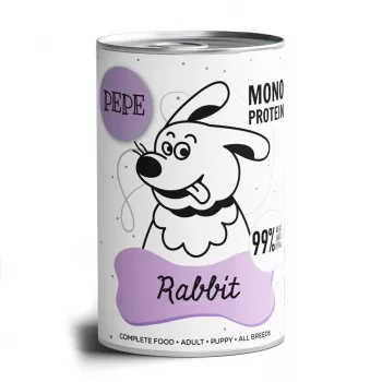 PAKA ZWIERZAKA Pepe Rabbit 400 g mokré krmivo pre psov – králičia paštéta, dospelí, bez lepku a sóje