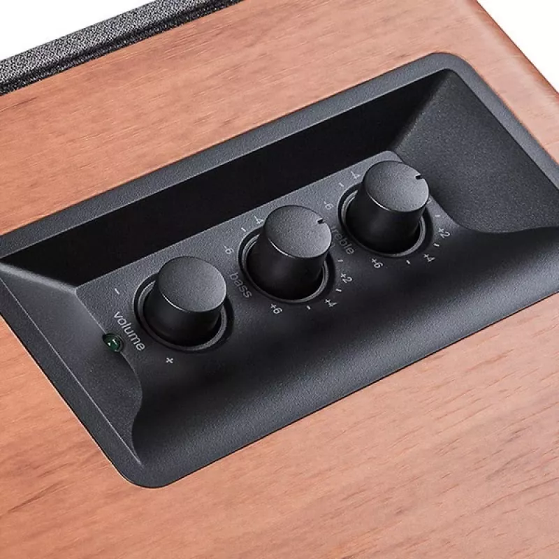 Edifier R1280T aktívny regálový reproduktorový systém s diaľkovým ovládačom a dvoma RCA vstupmi - hnedé drevo