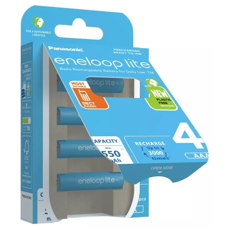 Nabíjateľné batérie PANASONIC ENELOOP LITE AAA 550 mAh 4 ks (BK-4LCCE/4CP)