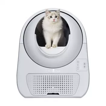 Samočistiaca toaleta pre mačky Catlink Scooper Young, sivá – 13 l, 600 × 580 mm, 12-V adaptér