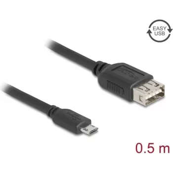 USB 2.0 kábel DELOCK 81517, Micro-USB B na USB A, 0,5 m, čierny