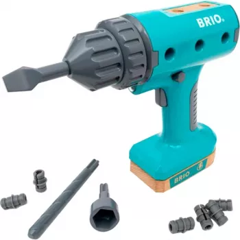 Hračkársky skrutkovač BRIO Builder model 63460000 — realistické prevedenie, nástroj na batérie
