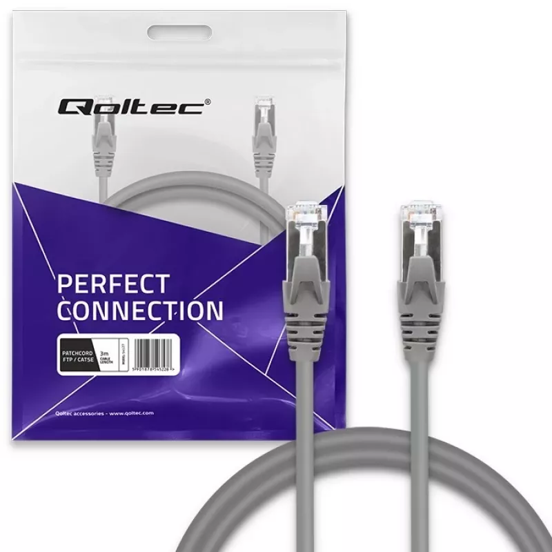 Patch kábel QOLTEC 54528 2xRJ45 CAT5e 3m čierny