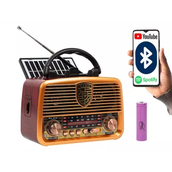 Analógové rádio BLOW RA10 AM/FM solárne 77-540 — AM/FM prijímač so solárnym panelom a záložnou batériou