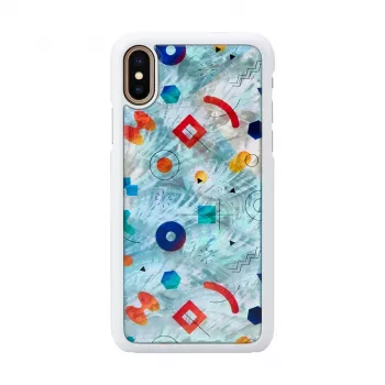 Obal na telefón iKins pre iPhone XS / iPhone X S – biela poppin rock ochranný kryt zadnej strany