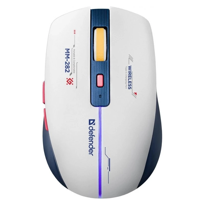 Bezdrôtová herná myš DEFENDER MM-282 RF — obojručná, optická 1800 DPI, 5 tlačidiel, USB, na batérie