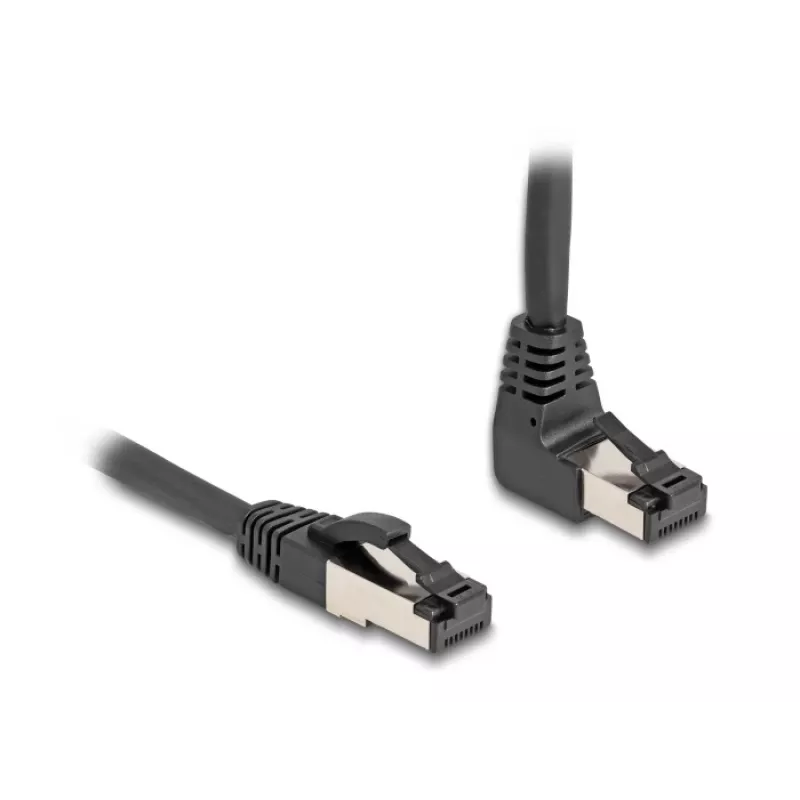 Sieťový kábel DeLOCK RJ45 Cat.8.1 90° ohnutý nadol / rovný 2 m čierny