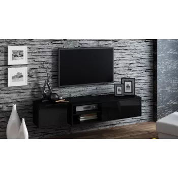 Cama TV skrinka SIGMA1 180 čierna/čierna lesklá