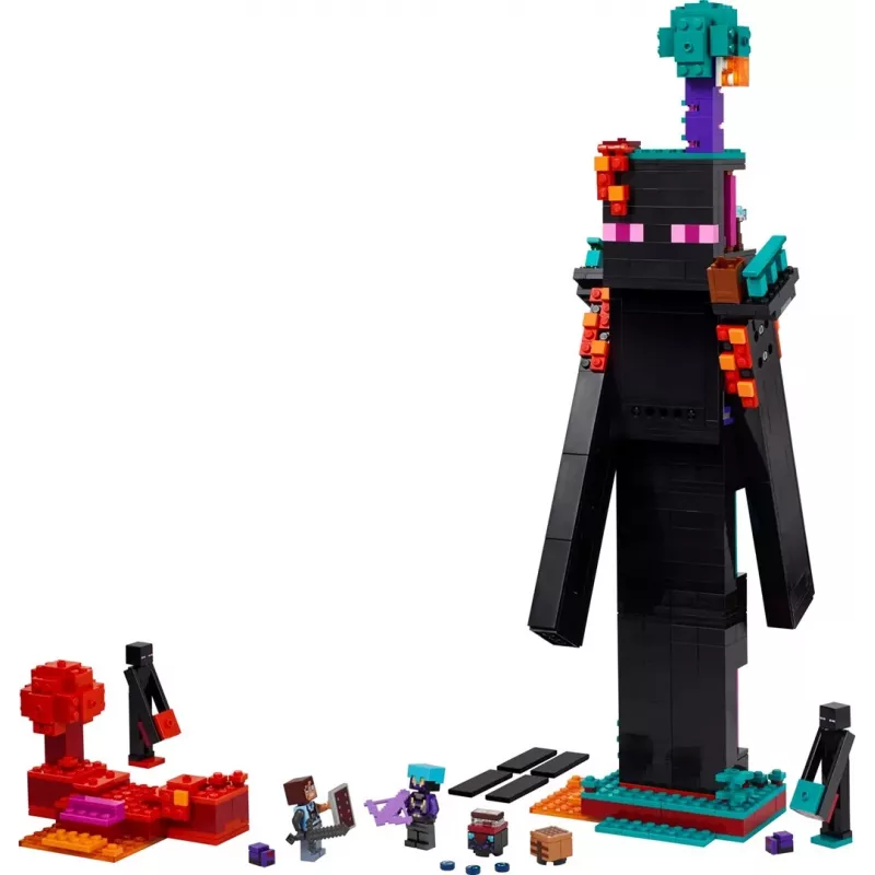 Stavebnica LEGO Minecraft set 21279 Endermanova veža, 867 dielov, 2 minifigúrky, výška 450 mm