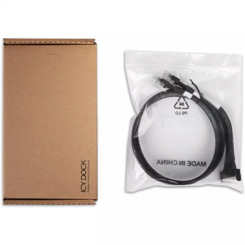 Icy Dock kábel MCIO 8i SFF-TA-1016 na 2x SlimSAS SFF-8654 4i kábel 0,5 m – kábel (MB310L-B)