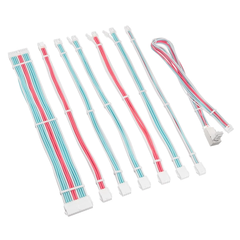 Kábel/adaptér kit Kolink Core Pro 12V-2x6 Typ 2 pletený predlžovací – Brilliant White/Neon Blue/Pure
