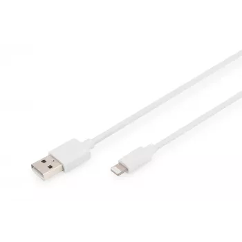 DIGITUS - Lightning kábel - Lightning (M) na USB (M) - 1,0 m - dvojitá izolácia - biely - zalievaný - pre Apple iPad/iPhone/iPod (Lightning) (DB-600106-010-W)