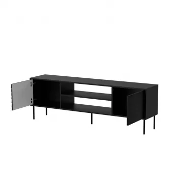 TV skrinka cama meble CORTINA EF 180×40×60 cm, čierna, vrchná doska drevotrieska, čierny rám