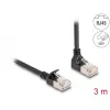 Sieťový kábel DeLOCK RJ45 Cat.6A S/FTP tenký 90° 3 m čierny