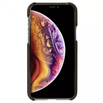 Puzdro Krusell Birka na mobil pre Apple iPhone 11 Pro, tmavohnedé puzdro s koženým vzhľadom