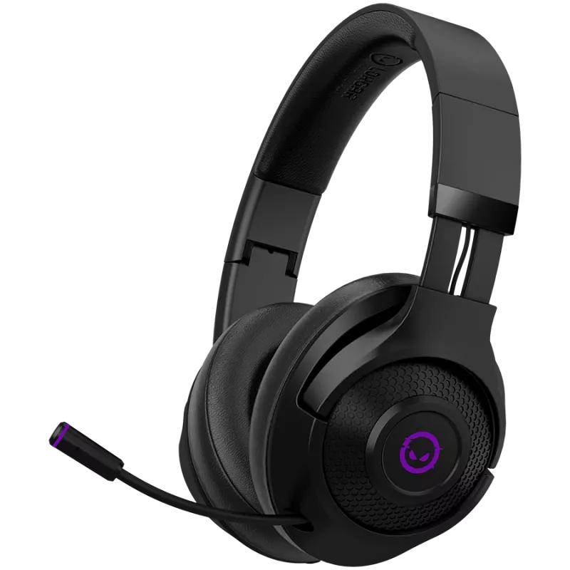 Lorgar Noah 702 (LRG-GHS702) bezdrôtový herný headset, Bluetooth 5.3, USB prijímač, 3,5 mm AUX, 40 mm meniče, 1000 mAh, RGB, čierny