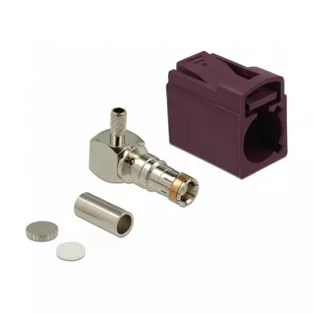 Koaxiálny konektor DELOCK 89716 – FAKRA D konektor samec, 90° zahnutý, 13,8 × 21,5 × 9,5 mm