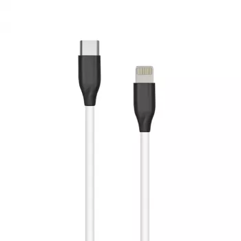 Silikónový kábel USB Type-C - Lightning (biela, 1 m)