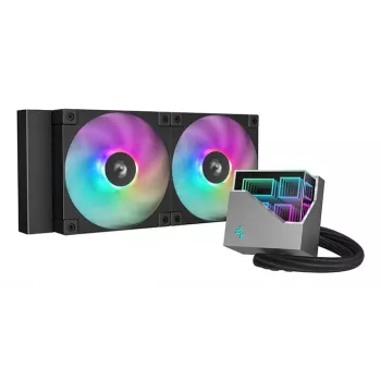 All-in-One kvapalinový chladič DeepCool LT240 — 240-mm radiátor, 2x 120-mm PWM ventilátory, hydrodynamické ložisko, podpora LGA-1200, čierny