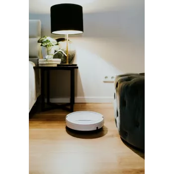 Robotický vysávač BLAUPUNKT RVC201 — okrúhly, biely, bezvreckový 0,5 l zásobník na prach, 55 minút prevádzky