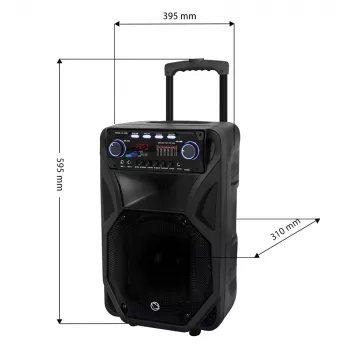 Prenosný karaoke reproduktor MANTA SPK5021PRO 20W, 12-palcový basový reproduktor, 80W RMS, Bluetooth, výdrž batérie až 5 hod., SD/USB, vstupy pre mikrofón a gitaru