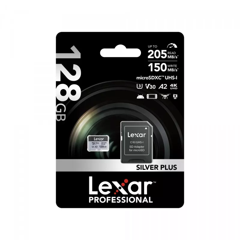 Flash pamäť Lexar 128 GB UHS-I MicroSDXC Professional SILVER PLUS