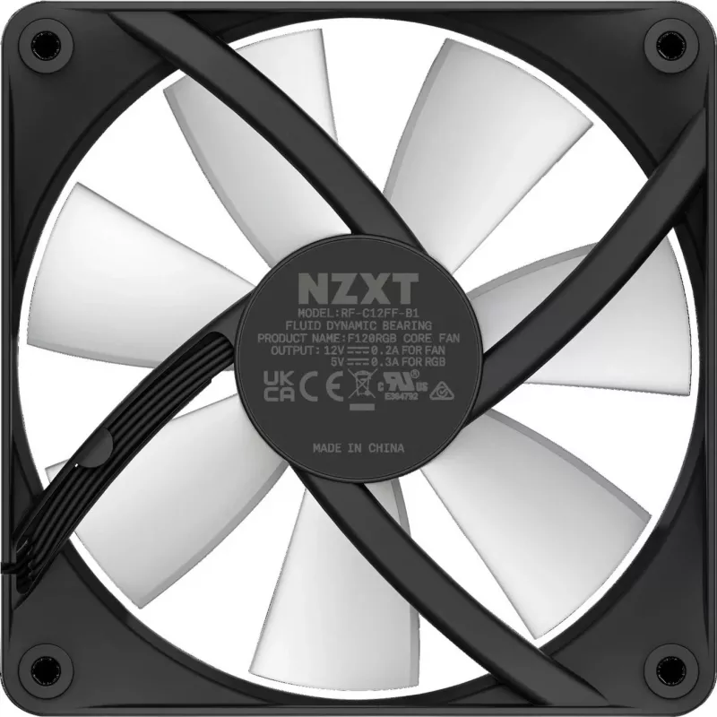 NZXT F120 RGB Core ventilátor do skrine 120 mm, 4-pinový PWM, čierny