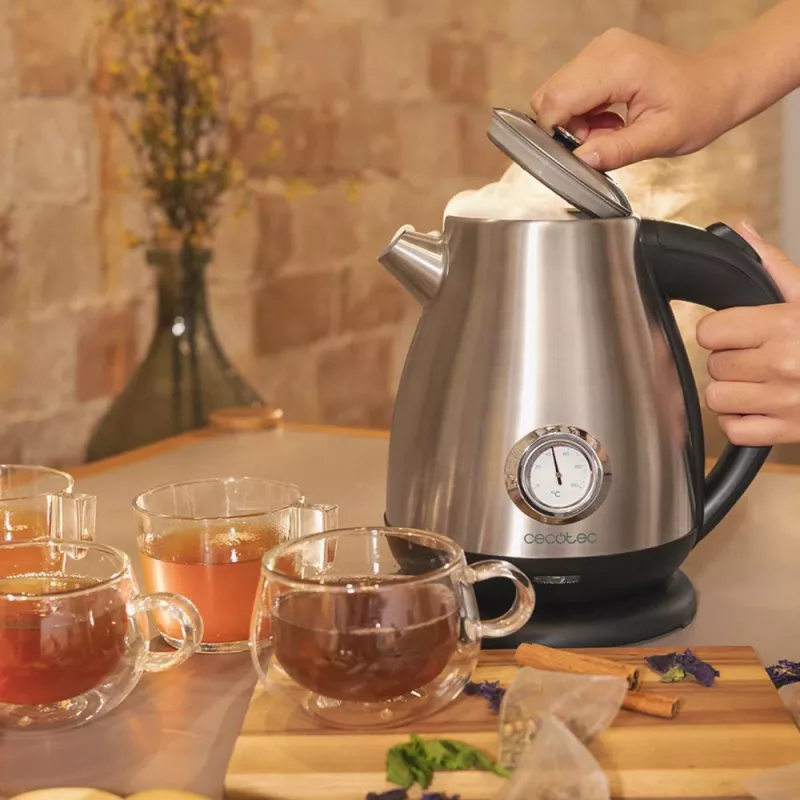 Cecotec Thermosense 620 Retro Steel elektrická kanvica 1,7 l 2200 W nehrdzavejúca oceľ