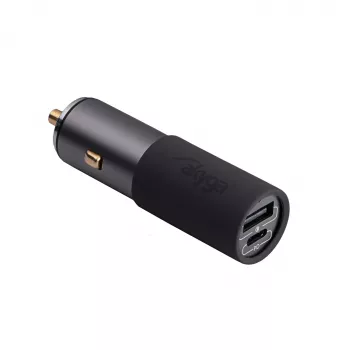 Akyga AK-CH-26 GaN autonabíjačka 12/24 V, 100 W, USB-C PD 3.0 + USB-A QC 3.0, sivá