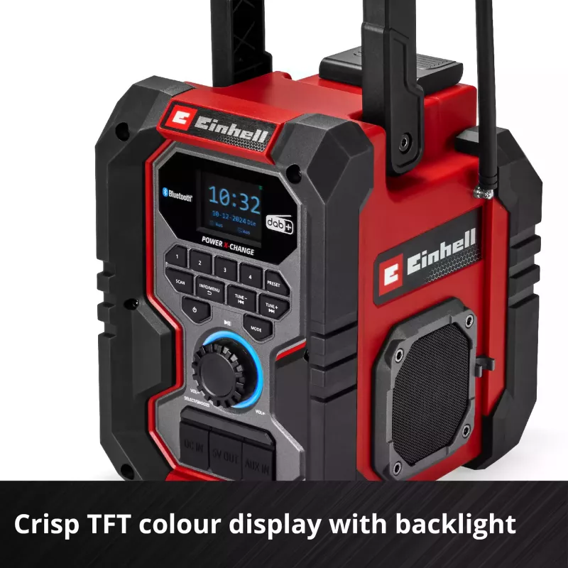 Prenosné rádio EINHELL TE-CR 18 Li DAB+ FM Bluetooth USB, na batérie (kompatibilné s TE-CR 18 Li)