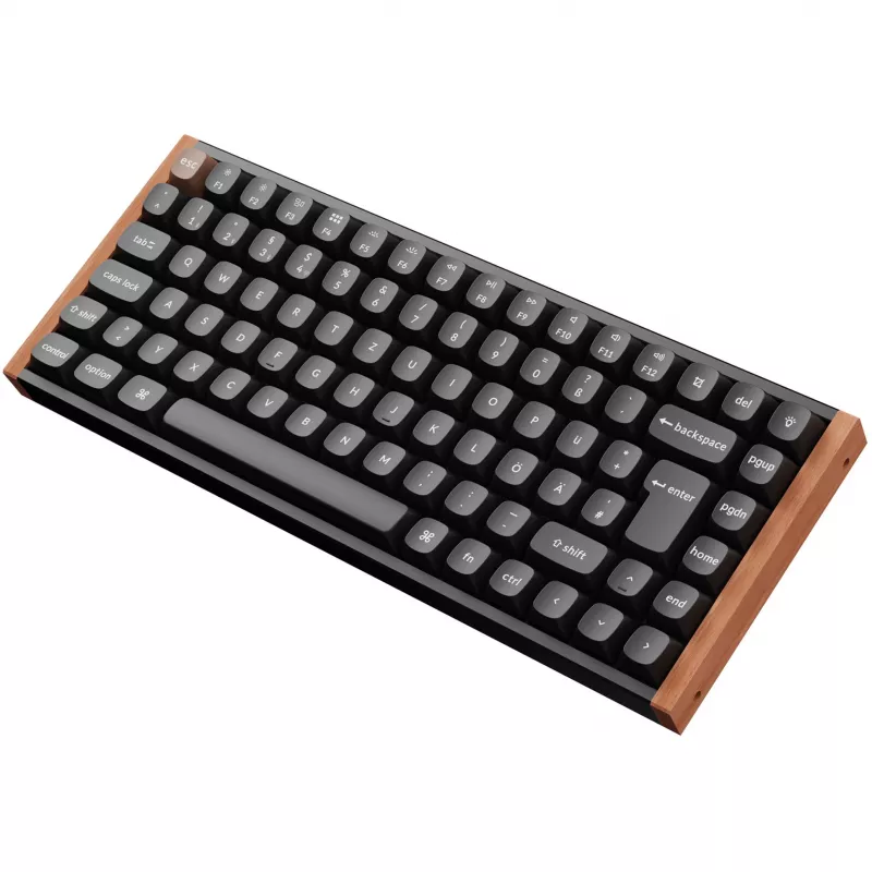 Keychron K2 HE (čierna/drevo, DE-layout, Gateron Double-Rail Magnetic Nebula, hliníkový rám)