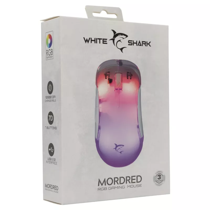 Myš White Shark GM-5017 Mordred biela USB