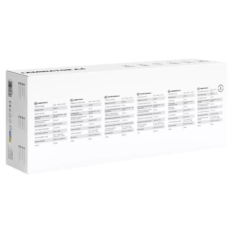 Laminovačka na studenú/teplú lamináciu SAVIO LR-01/W — max. šírka 230 mm, 320 mm/min, 300 W, biela