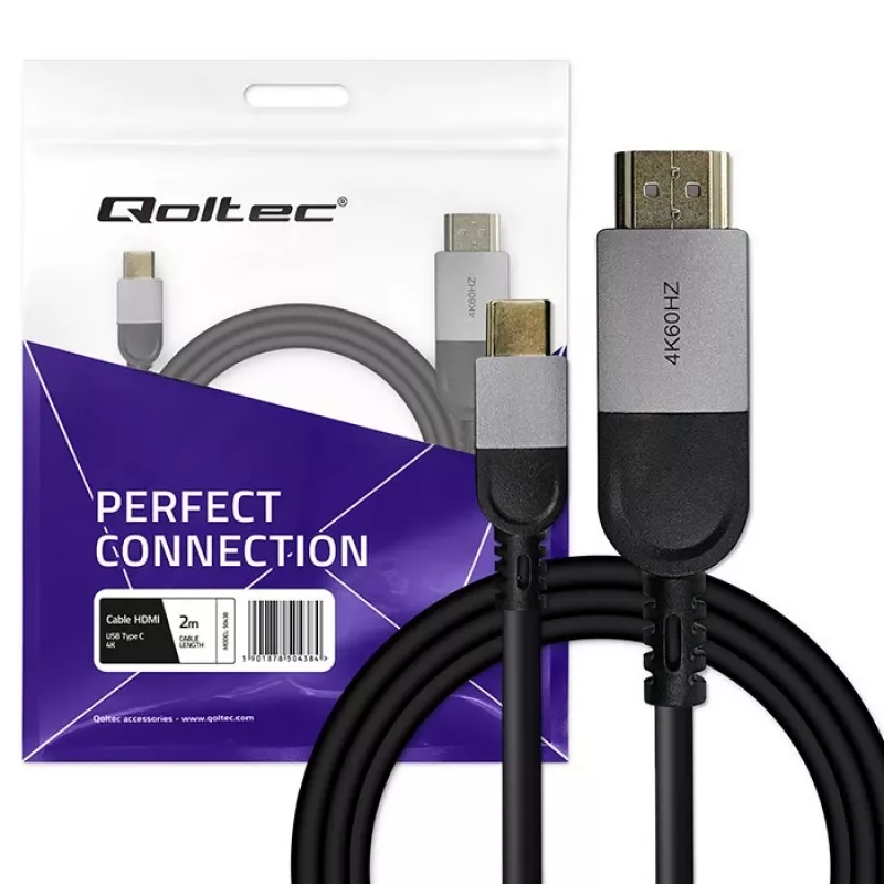 Kábel USB-C na HDMI QOLTEC 50438 — 2 m, 4K 60 Hz