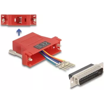Delock 67094 Montážna sada D-Sub 25-pin samec na RJ12 samica, červená