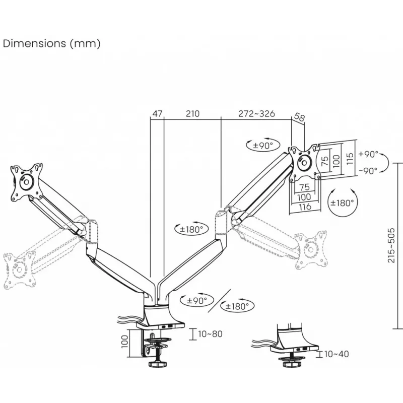 ART stolový držiak pre 2 LCD monitory 17-35''