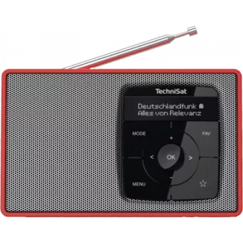 DAB+ digitálne rádio TECHNISAT Digitradio 2 červená/strieborná — prenosný DAB+/FM prijímač, vstavaný reproduktor