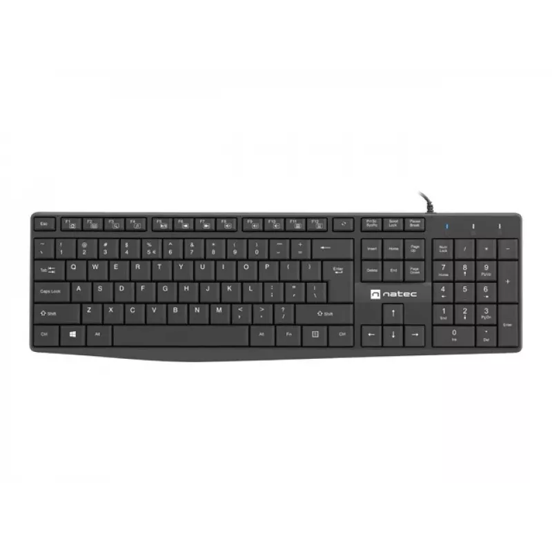Káblová full-size klávesnica NATEC NAUTILUS NKL-1950 — USB, QWERTY US International, 105 klávesov, čierna