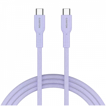 CANYON kábel OnWire 60CL C-C 60W COLOR pletený 1m fialová