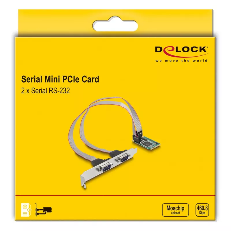 DeLOCK Mini PCIe karta Full-Size na 2 x sériový RS-232 D-Sub 9-pin