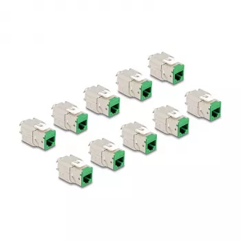 DeLOCK 88116 Keystone modul plochý zelená RJ-45 10 ks