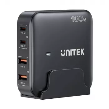 Unitek stolová nabíjačka P1229ABK01-EU 100 W s 2× USB-A a 2× USB-C