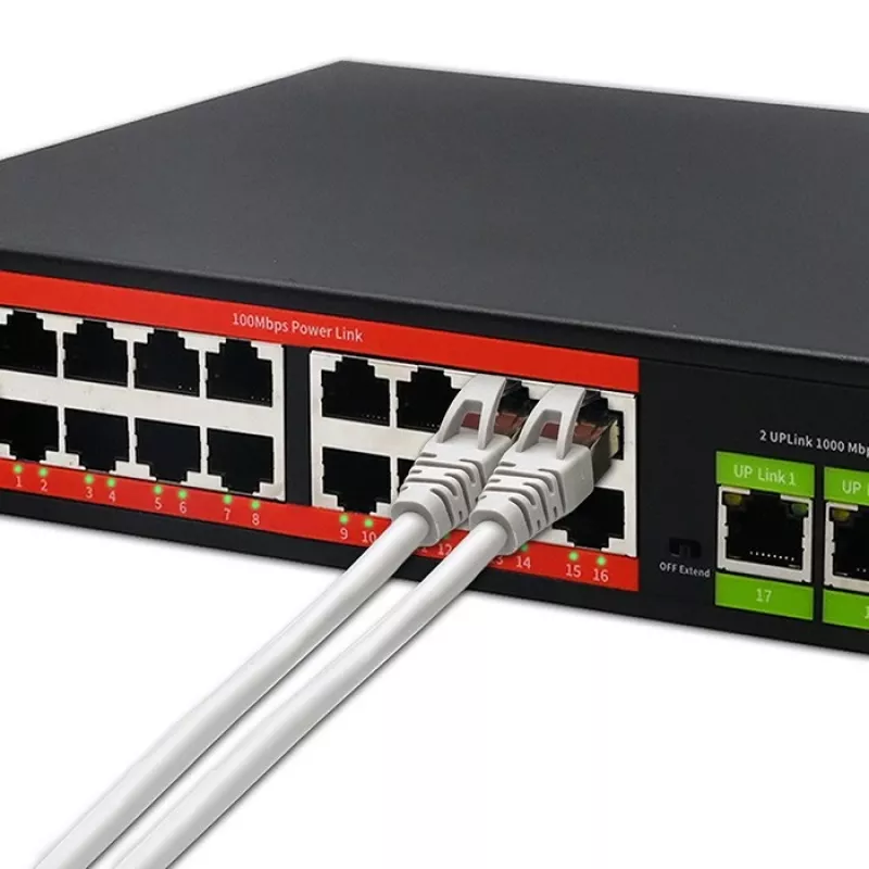 Ethernet PoE switch QOLTEC 16x RJ45, 2x RJ45 Uplink, 1x SFP (MPN 52291)
